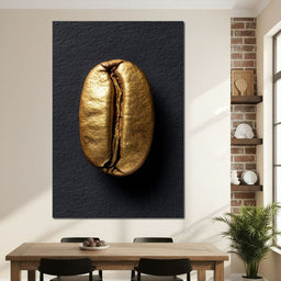 Golden Coffee Bean Minimalism - NicheCanvas