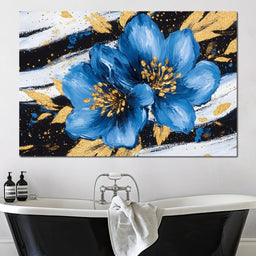 Blue Petals Midnight Bloom - NicheCanvas