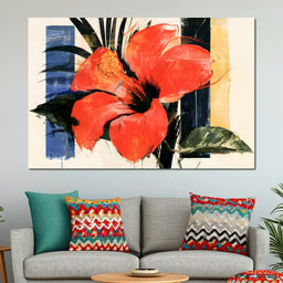 Bold Petals Against Abstract Structures - NicheCanvas