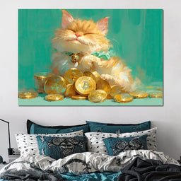 Golden Feline Fortune Dreams - Tanni Cylon - NicheCanvas