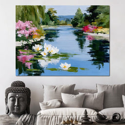 Water Lily Garden Reflection - NicheCanvas