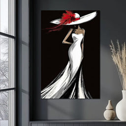 The White Dress -  Elegant Nocturne Silhouette - NicheCanvas