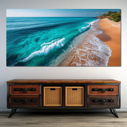 Tropical Coastline Wave Wash - NicheCanvas