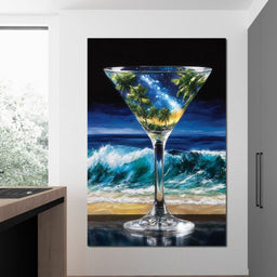 Cosmic Cocktail Island Night - NicheCanvas
