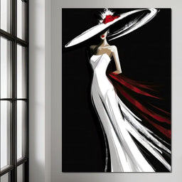 The White Dress - Elegant Silhouette - NicheCanvas