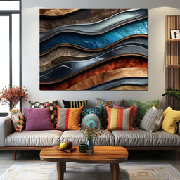 Colorful Wooden Waves 002 - Johanjjf - NicheCanvas