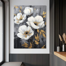 Golden Petal Harmony Blooms - Wildrose Creations - NicheCanvas