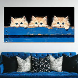 Curious Kitten Trio Peering Charm - NicheCanvas