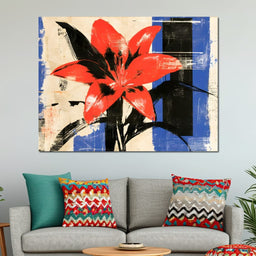 Bold Petals Against Shattered Geometry - NicheCanvas