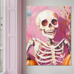 Pink Grin Skeleton Harvest - NicheCanvas