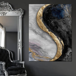 Gilded Moonstone Abstract Flow - NicheCanvas