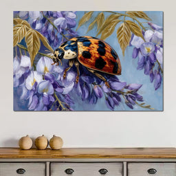 Ladybug On Wisteria Bloom - NicheCanvas