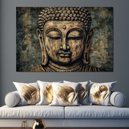 Saffron Buddha's Soulful Eyes - NicheCanvas