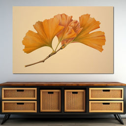 Golden Ginkgo Fan Leaves Glow - NicheCanvas