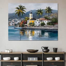 Tropical Harbor Church View - NicheCanvas