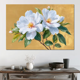 Golden Gardenia Duet Blooming - NicheCanvas