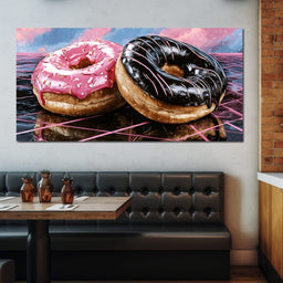 Cosmic Confectionery Over Neon Grids - NicheCanvas