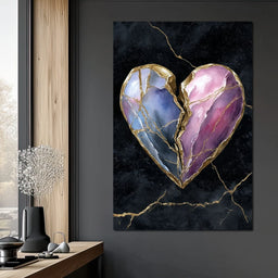 Kintsugi Split Heart Gold - NicheCanvas