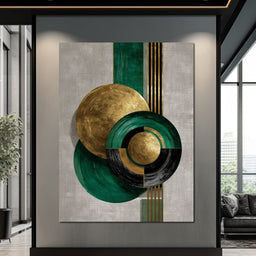 Emerald Gold Geometric Circles - NicheCanvas