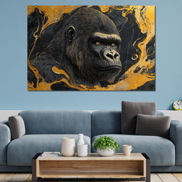 Majestic Stare Golden Waves - NicheCanvas