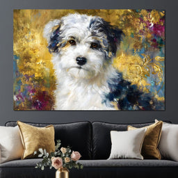 Golden Garden Puppy Portrait - NicheCanvas