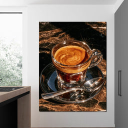Morning Ritual Over Dark Veined Marble - NicheCanvas