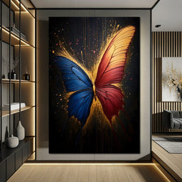 Red & Blue Butterfly - NicheCanvas