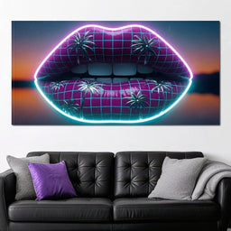 Neon Lips Oasis Reflection - NicheCanvas