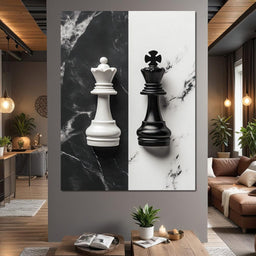 Duality of Kings Chess Contrast - NicheCanvas