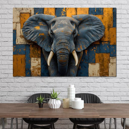 Elephant Majesty Patchwork Elegance - NicheCanvas