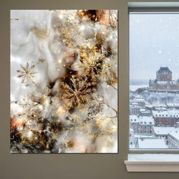 Golden Snowflake Reverie - NicheCanvas