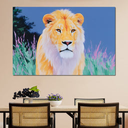 Golden Lion in Wilderness - NicheCanvas