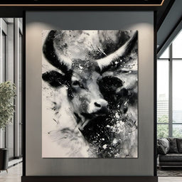 Monochrome Bull Force Unleashed - NicheCanvas
