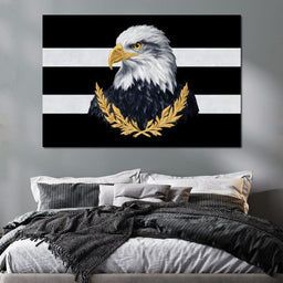 Bold Bald Eagle Stripes Gold Laurel - NicheCanvas