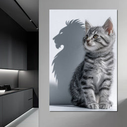 Brave Kitten Lion Shadow - NicheCanvas