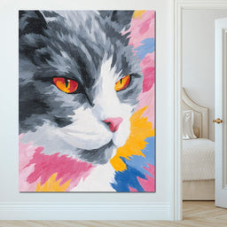 Radiant Feline Fire Eyes Portrait - NicheCanvas