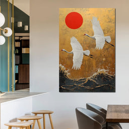 Golden Flight Over Waves - NicheCanvas