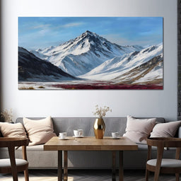Snowy Alpine Peak Over Heather - NicheCanvas