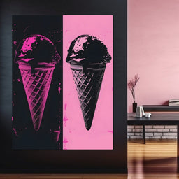 Black Pink Ice Cream Cones - NicheCanvas
