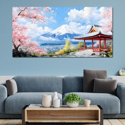 Cherry Blossom Mountain Retreat - NicheCanvas