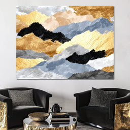 Golden Peaks Layered Mountains - NicheCanvas