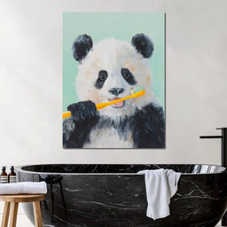 Playful Panda Toothbrush Moment - NicheCanvas