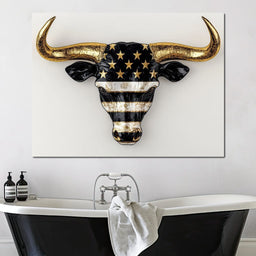 Majestic Gold Horned Bull - NicheCanvas
