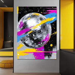 Neon Disco Ball Galaxy Pop - NicheCanvas