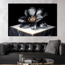 Noir Petal Elegance Burst - NicheCanvas