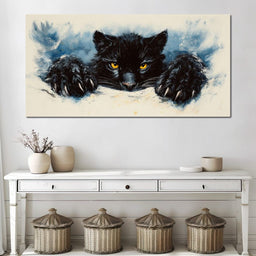 Black Feline on the Prowl - NicheCanvas