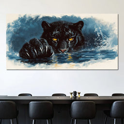 Panther's Luminous Gaze - NicheCanvas