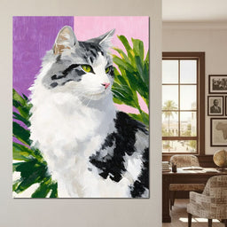 Emerald Eyed Cat Tropical Muse - NicheCanvas