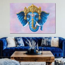 Ornate Blue Elephant Majesty - NicheCanvas