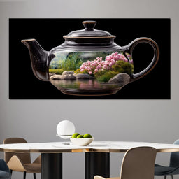 Zen Teapot Garden Reflection - NicheCanvas